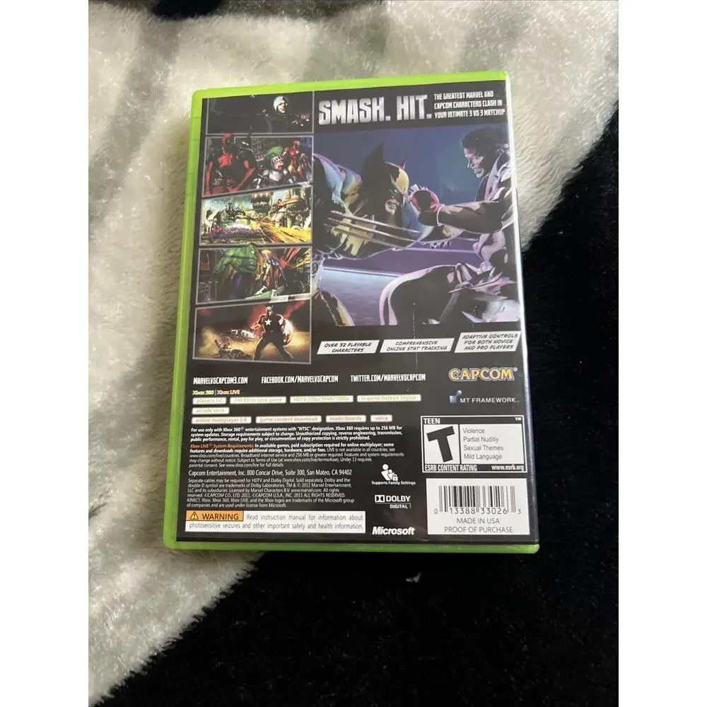Marvel vs Capcom 3 Fate of Two Worlds Xbox 360 Original Case & Manual Complete